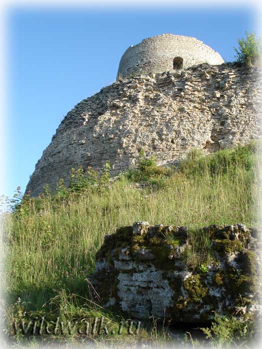 Башня Изборской крепости. Фото.