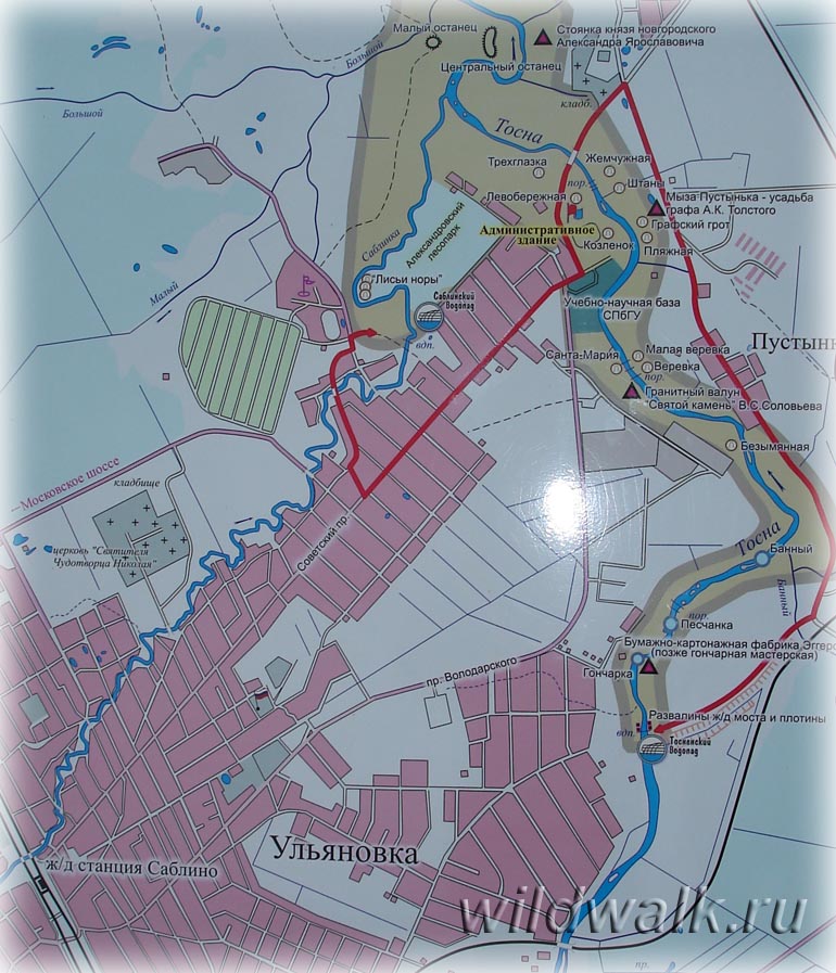 Саблино. Карта поселка Ульяновка.